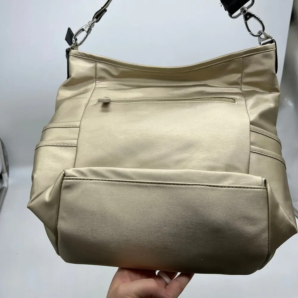 IHKWIP Zig Zag Quilted Go Getter Shoulder Bag with Crossbody Strap Met Champagne
